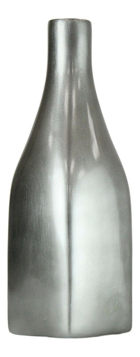 Grey Ceramic Vase - Square Decorative Vase Pearlized Bottle Neck Ornament 36cm