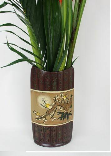 Large 36cm Ceramic Oriental Windowsill Tabletop Flower Vase Wide Mouth