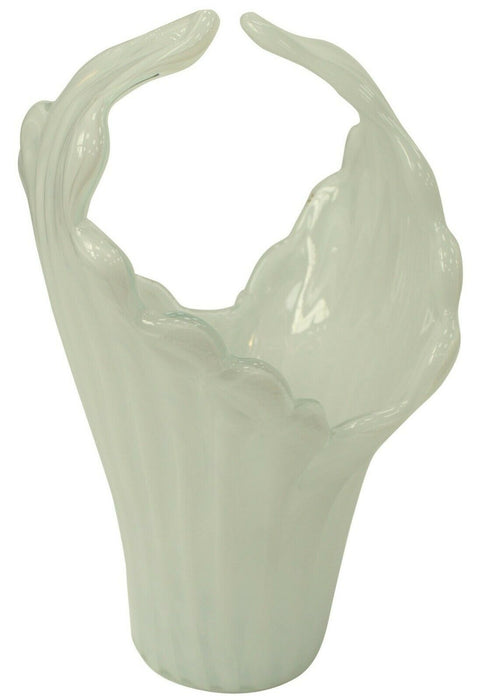 Handmade Murano Glass Vase Venetian Craftsmen Milk Glass White Flower Vase LARGE