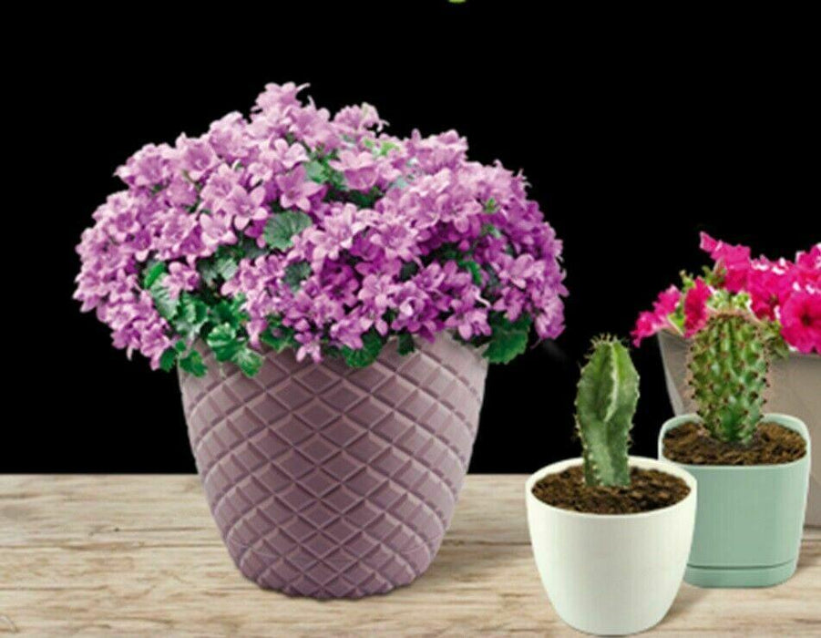 Set of 2 Pink Diamond Cut Modern Large Plant Pot Indoor / Outdoor 5.6 L Planter