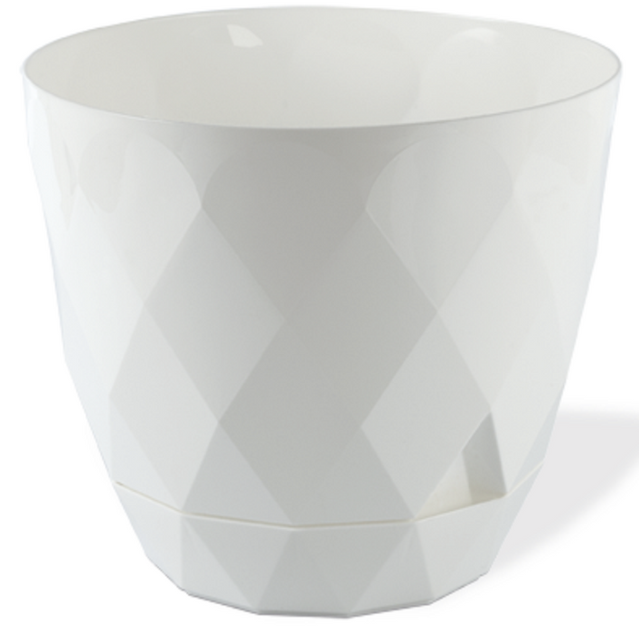 White Diamond Shape Modern Look Plant Pot Indoor / Outdoor 2.4 Litre Planter