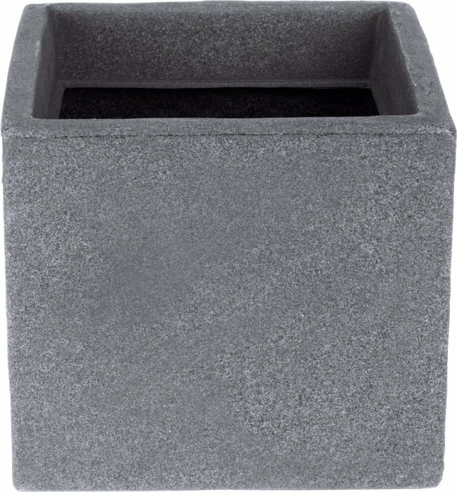 OSG 20cm Large Square Plant Pot, Grey Stone Effect | Durable Plastic Planter