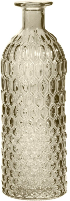 Bottle Flower Vase 25cm Glass Champagne Tinted Geometric Design Bud Vase