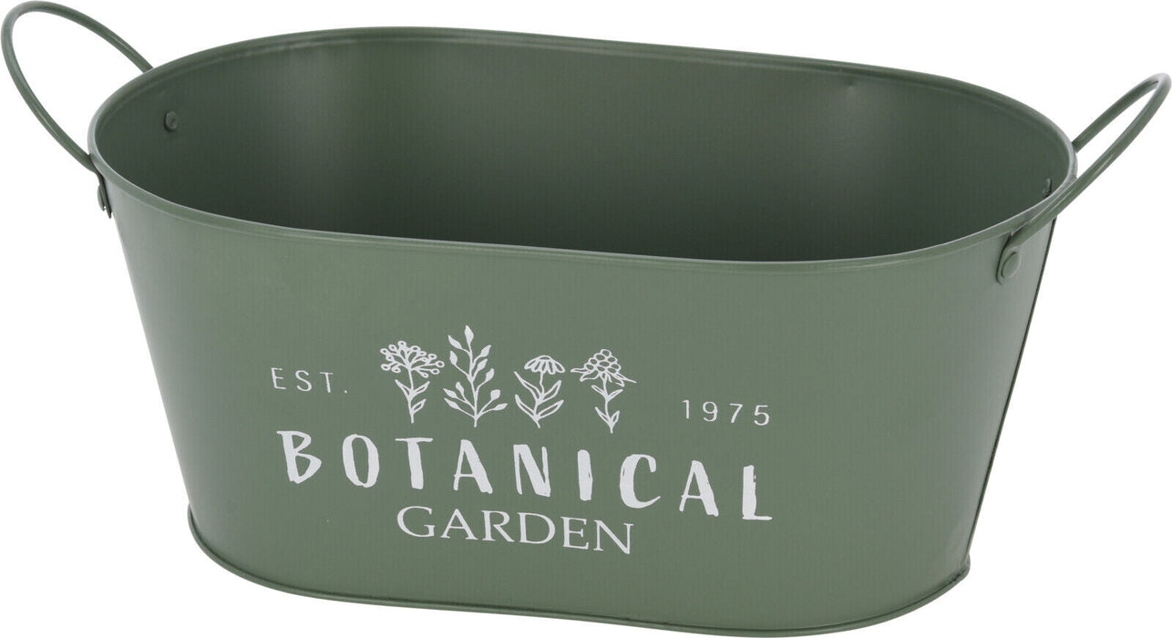 30cm Trough Oval Planter Flower Pots Plant Pot Tub Handles Vintage Green