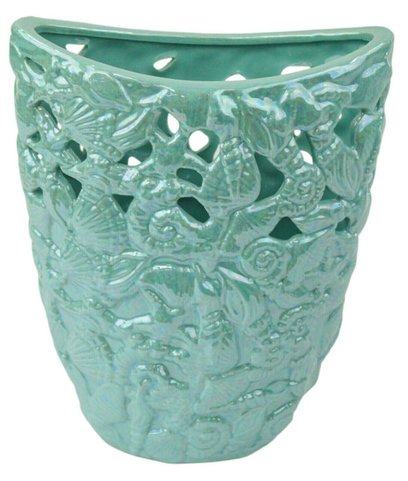 26cm Turquoise Shiny Decorative - Flower Vase With Holes Modern Home Decoration
