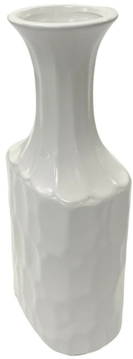 30cm Tall Ceramic Vase White Dimpled Design Decorative Flower Vase Flared Mouth