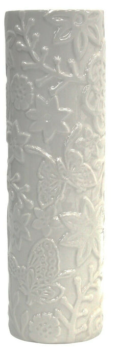 25cm Tall Ceramic Cylinder Vase Flower Vase With Floral Décor