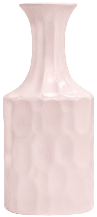30cm Tall Ceramic Vase Pink Dimpled Design Decorative Flower Vase Flared Mouth