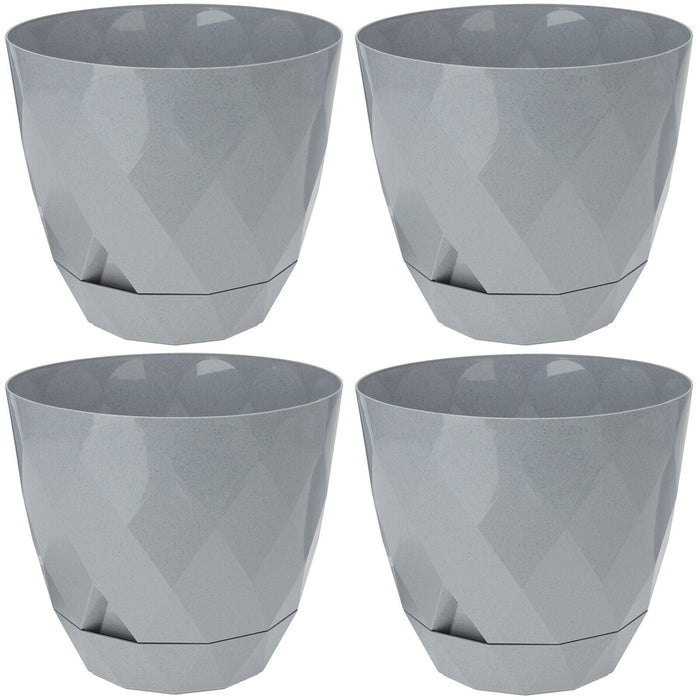 Set Of 4 Flower Pot 4.8L Planters Indoor Outdoor Modern Plant Pot Removable Tray'