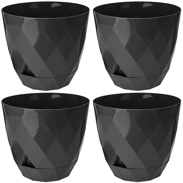 Set Of 4 Flower Pot 4.8L Planters Indoor Outdoor Modern Plant Pot Removable Tray