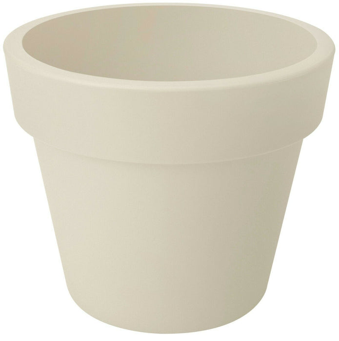 Medium 30cm Round Planter Plastic Plant Pot Cotton White 10 Litre Double Walled