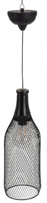 Solar Outdoor / Indoor Bottle Shaped Hanging Lamp Lights - Black Metal Led Lamp