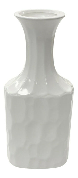 30cm Tall Ceramic Vase White Dimpled Design Decorative Flower Vase Flared Mouth