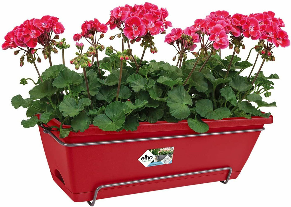Large Double Fence Planters Outdoor Pots Hanging Baskets 50CM Bright Red