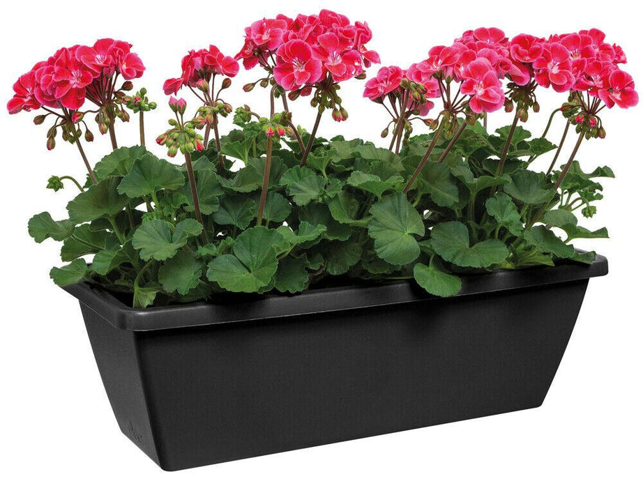 Elho 40cm Black Trough Planters Flower Pots Plant Pot