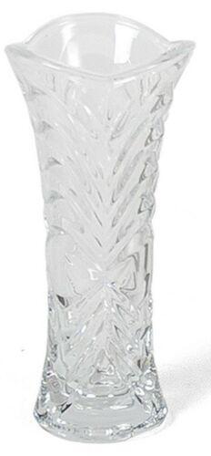 Small Glass Flower Vase 17cm Tall, Flared Design, Rippled Cut Glass Design